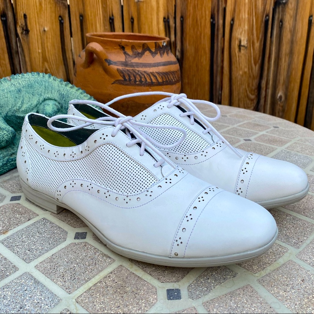 Cole Haan Women's White Perforated Lace-Up Flats